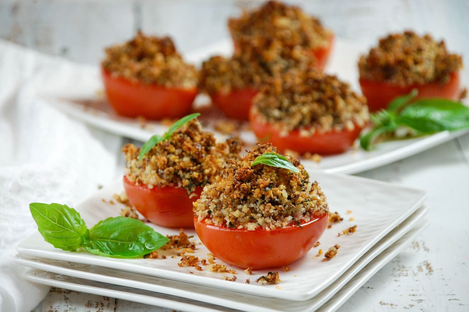 recipe image Roasted Tomatoes with Garlic Herb Bread Crumbs