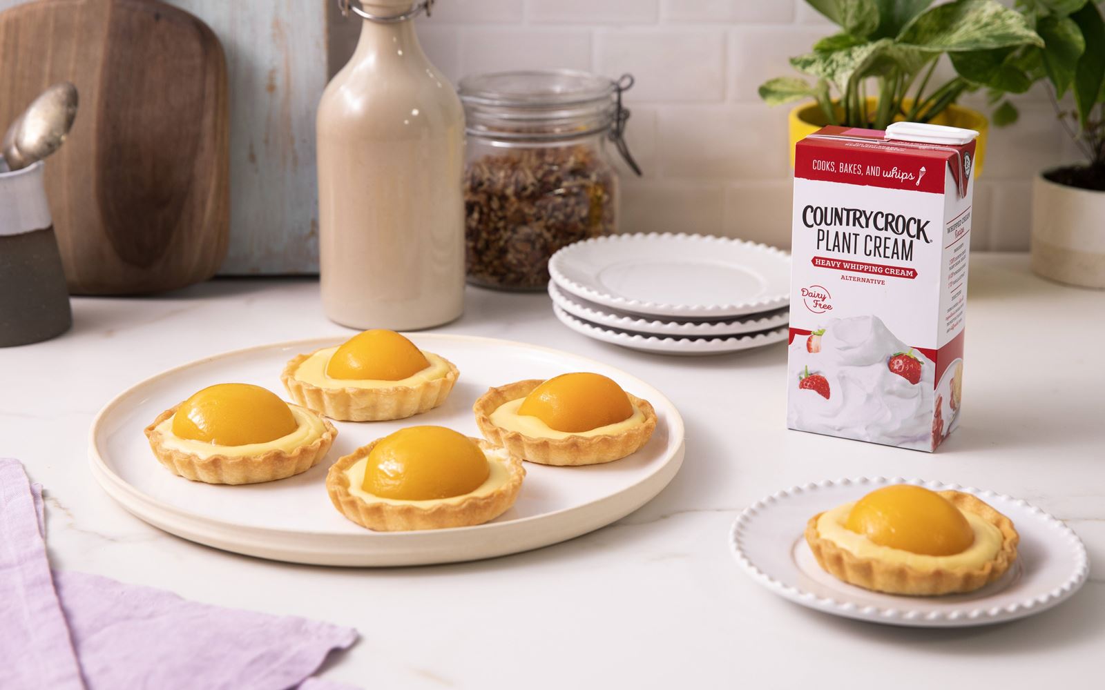recipe image Peaches and Country Crock®  Plant Cream Tarts