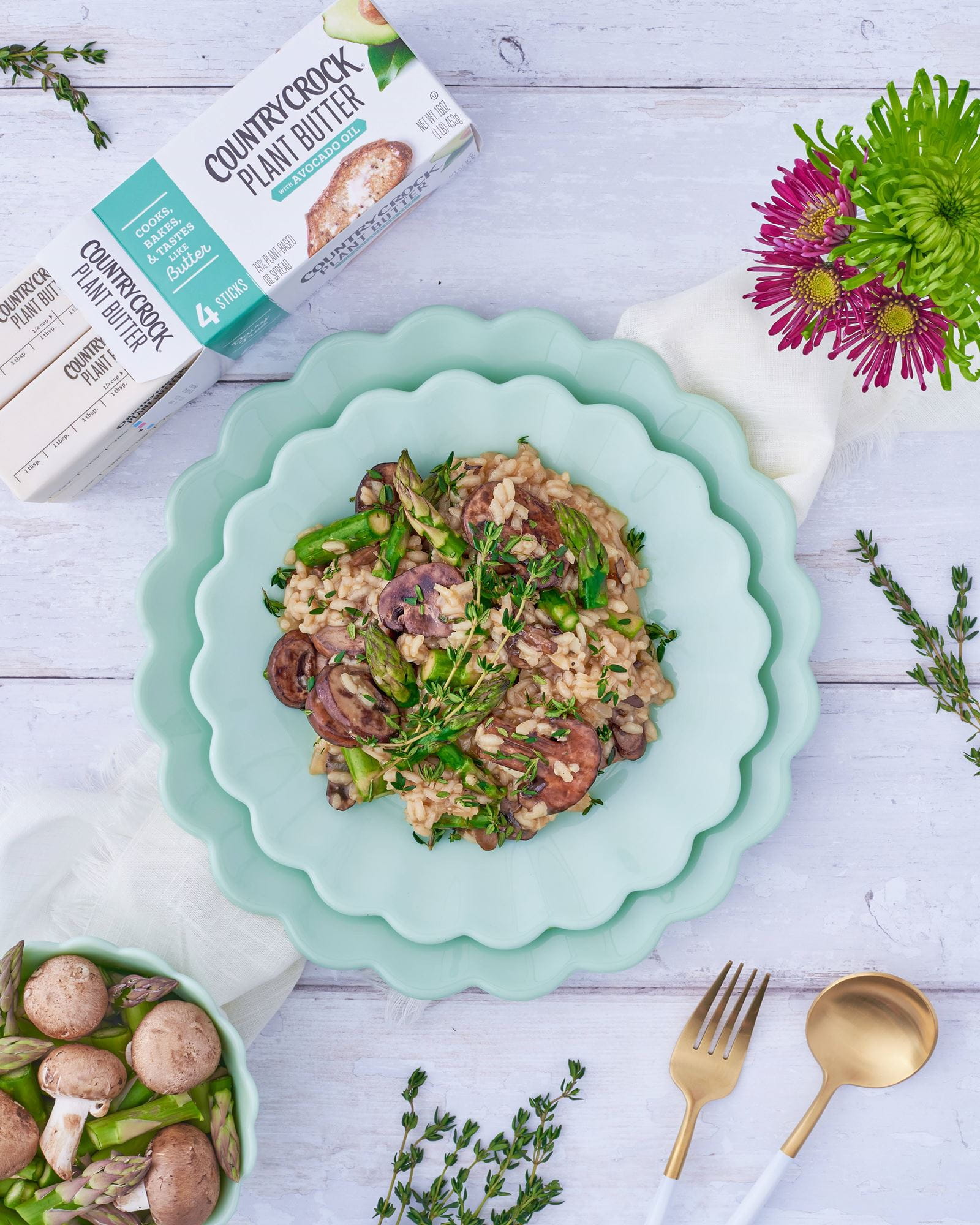 recipe image Vegan Asparagus & Mushroom Spring Risotto