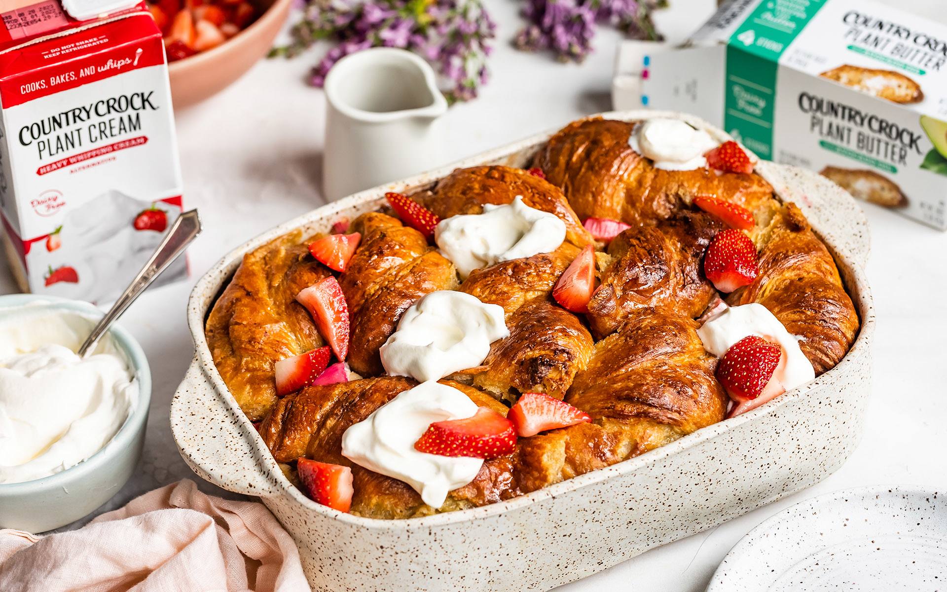 Strawberry Rhubarb Croissant Casserole