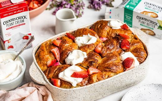 recipe image Strawberry Rhubarb Croissant Casserole