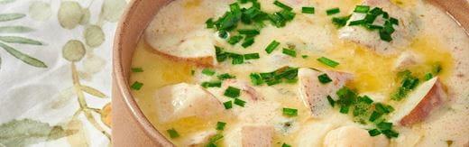 recipe image Baked Potato Soup with Buttery Garlic Drizzle