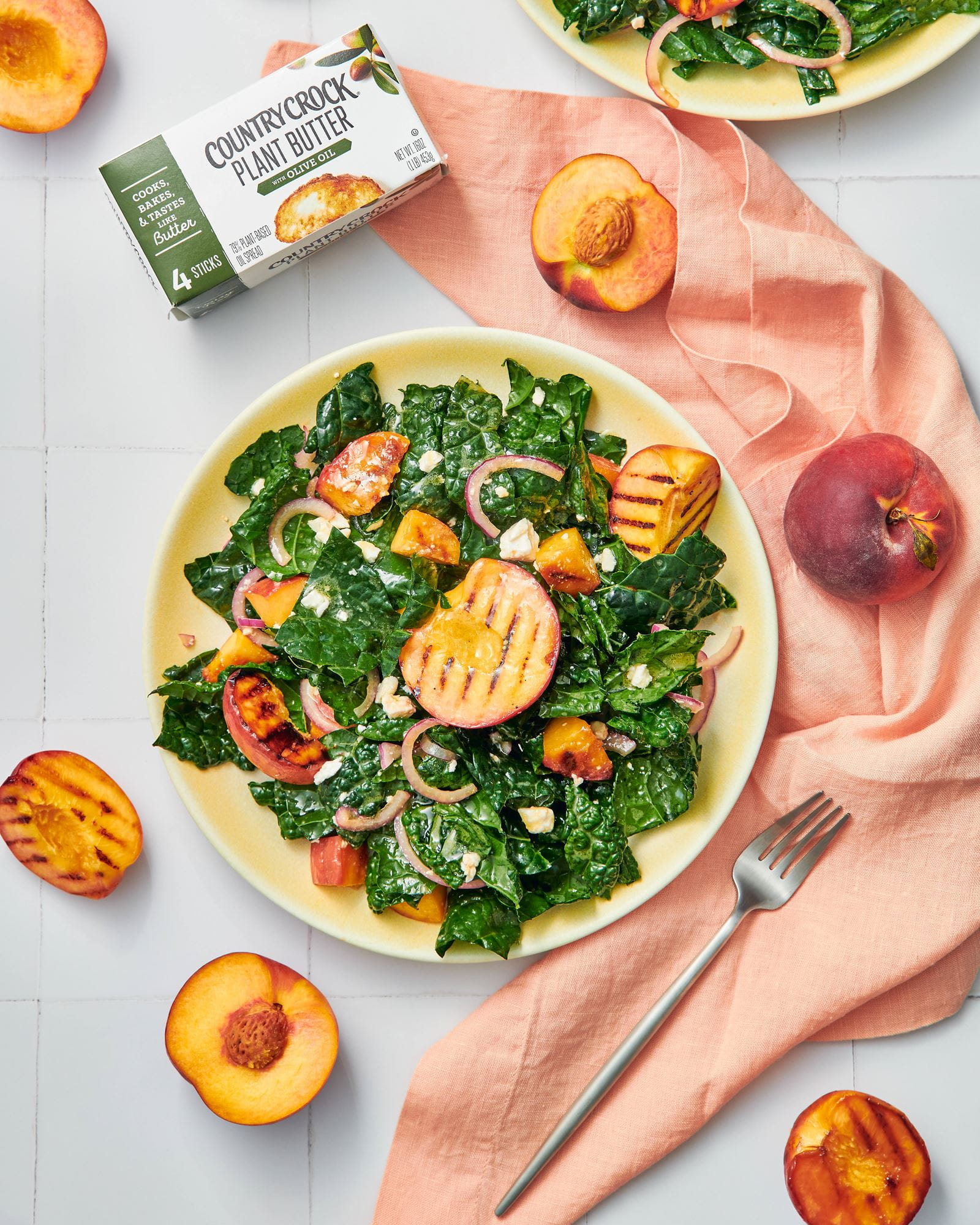 recipe image Grilled Peach and Kale Salad