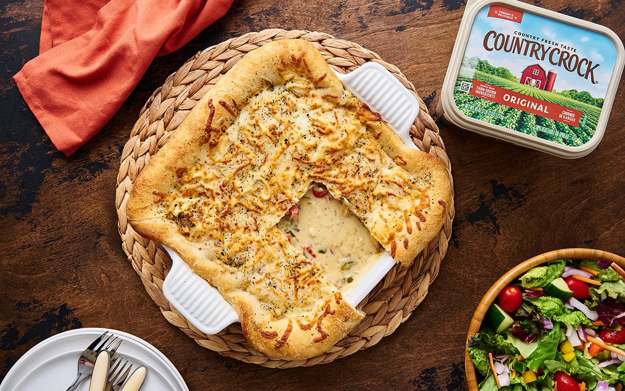 Country Chicken Pot Pie Using Pizza Dough