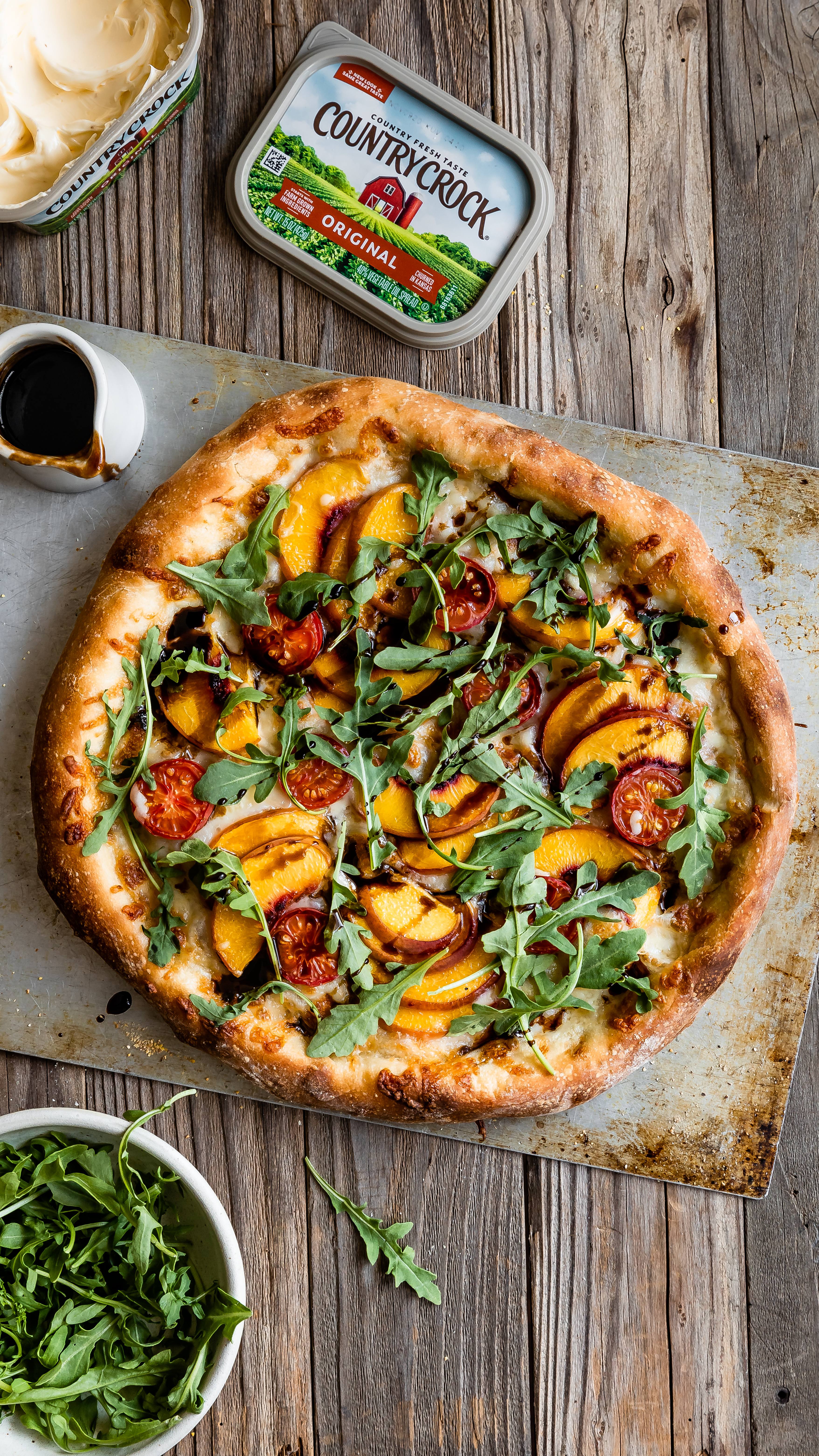 recipe image Peach and Argula Pizza