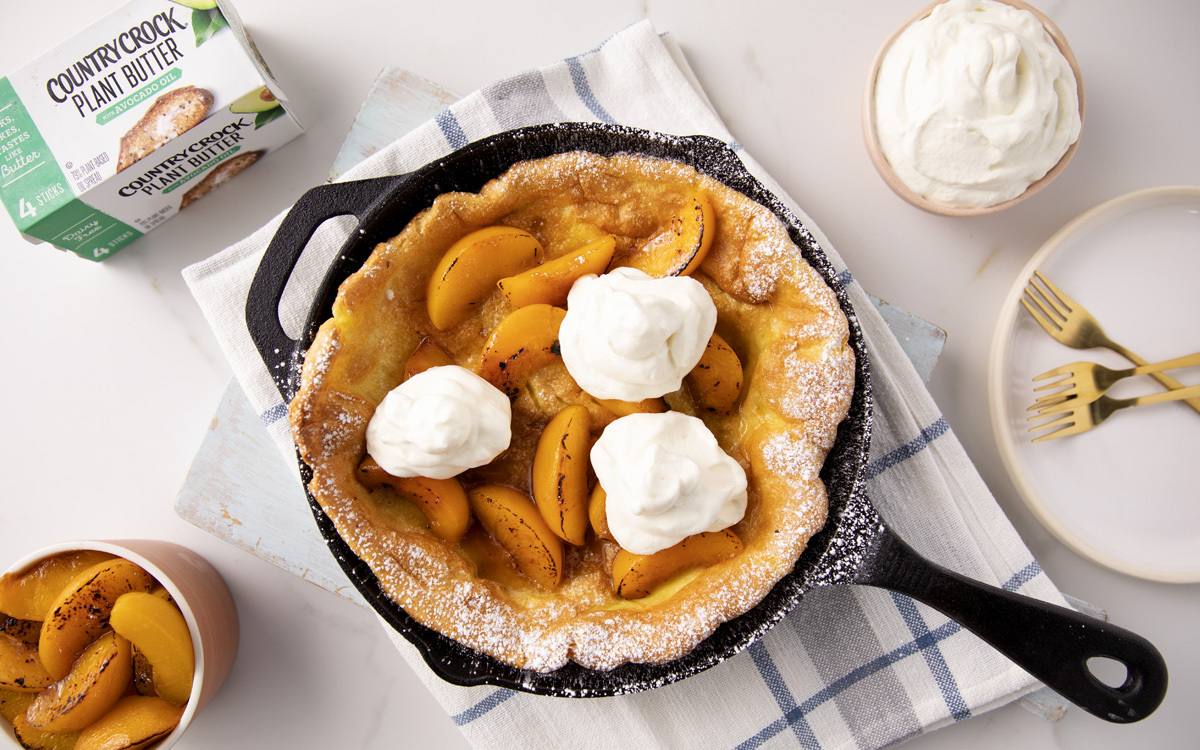 Peach Bourbon Dutch Baby
