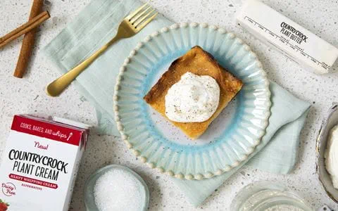 recipe image Gooey Eggnog Plant Butter Cake