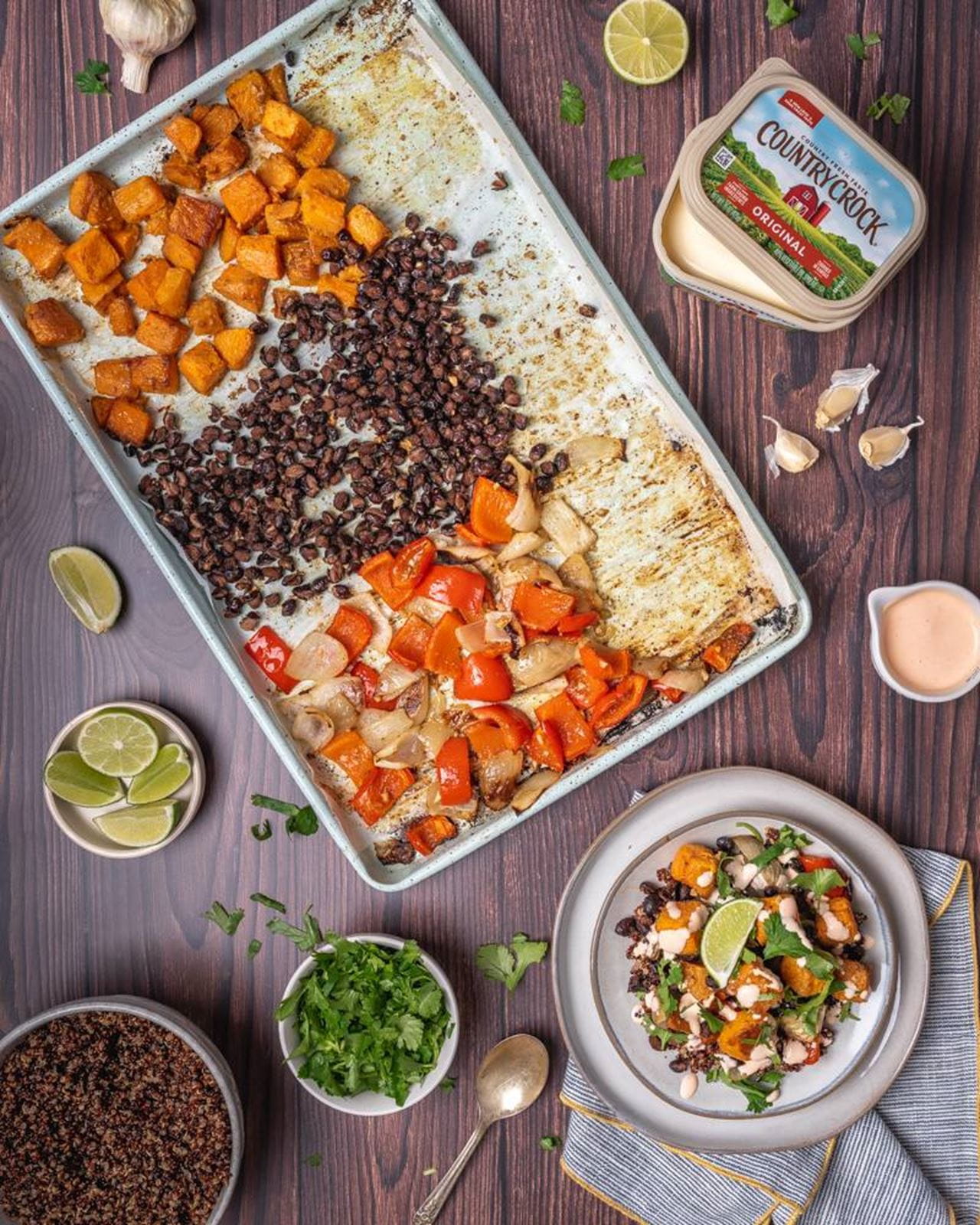 recipe image Butternut Squash & Black Bean Sheet Pan Taco Bowl
