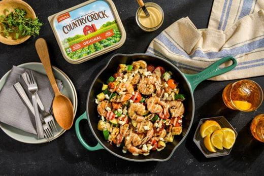 recipe image Lemon Shrimp and Feta Skillet
