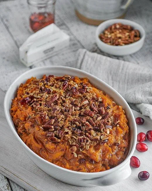 recipe image Maple Pecan Mashed Sweet Potatoes