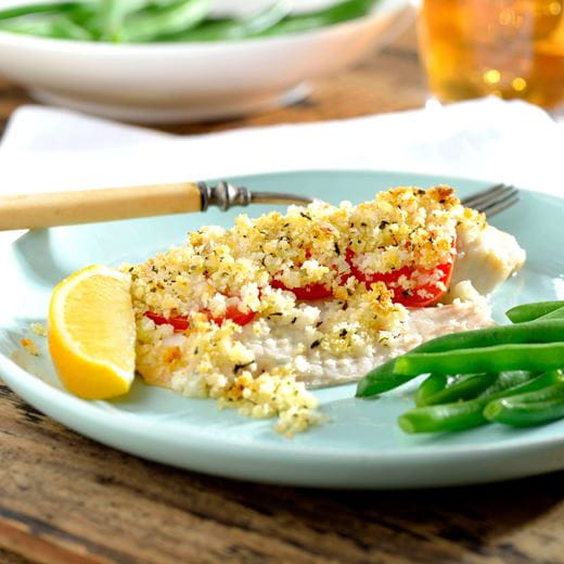 recipe image Crumb-Topped Tilapia & Tomatoes