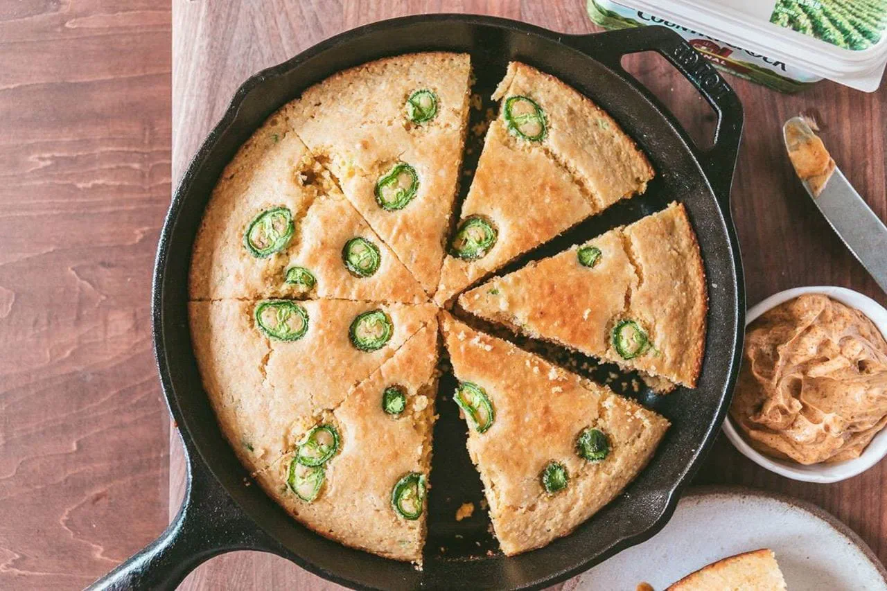 recipe image Jalapeño Cornbread with Creole Honey Butter