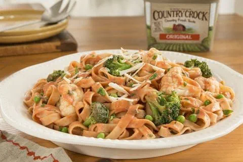 recipe image Fettuccine with Fall Veggies in a Tomato Cream Sauce